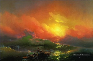 la neuvième vague 1850 1 Romantique Ivan Aivazovsky russe Peinture à l'huile